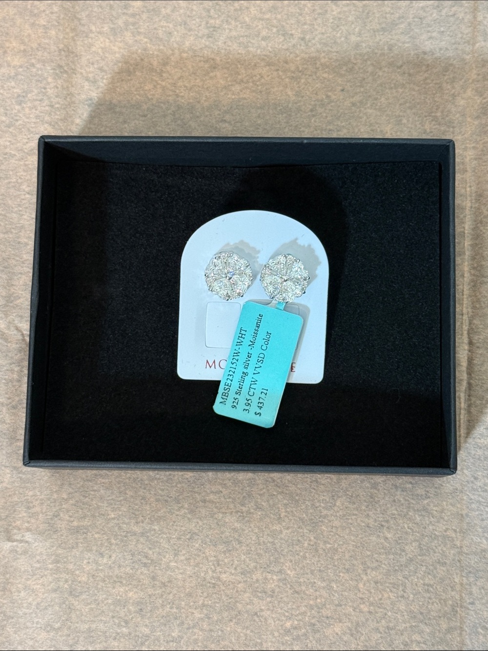 Moissanite Heart Cluster Stud Earrings